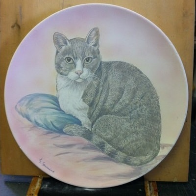 Ceramiche d-Arte di Albisola - Ritratto di gattino. Maiolica